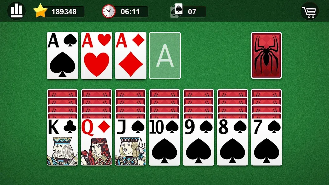 Spider Solitaire  [МОД Все открыто] Screenshot 4