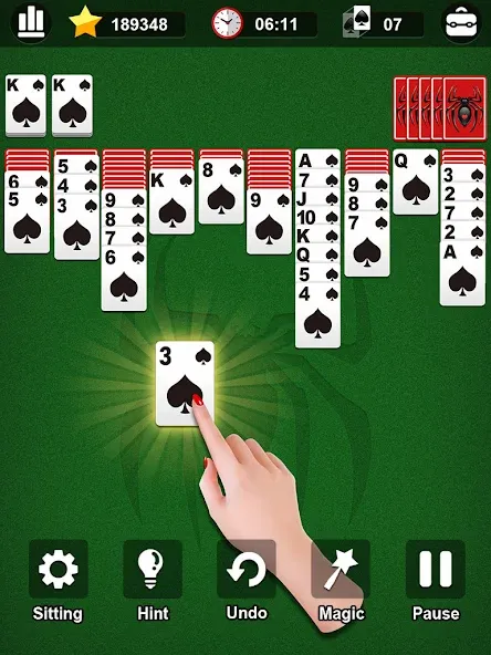 Spider Solitaire  [МОД Все открыто] Screenshot 5