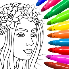 Скачать взломанную Coloring for girls and women  [МОД Бесконечные деньги] - стабильная версия apk на Андроид