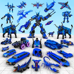 Скачать взломанную Bull Robot Car Game:Robot Game  [МОД Все открыто] - стабильная версия apk на Андроид