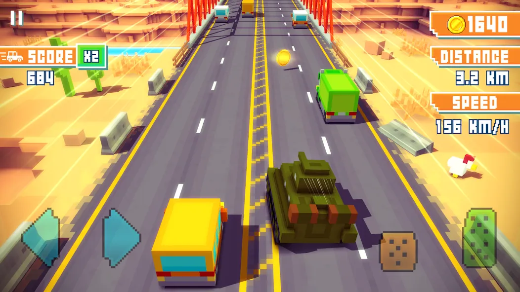 Blocky Highway: Traffic Racing (Блоки Хайвей)  [МОД Бесконечные деньги] Screenshot 1