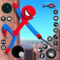 Скачать взлом Flying Stickman Rope Hero Game  [МОД Все открыто] - полная версия apk на Андроид