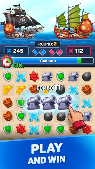Pirates & Puzzles：Ship Battles  [МОД Unlocked] Screenshot 1