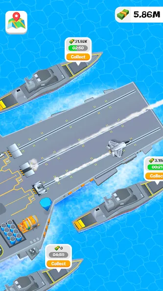 Idle Aircraft Carrier (Айдл Эйркрафт Кэрриер)  [МОД Бесконечные монеты] Screenshot 3