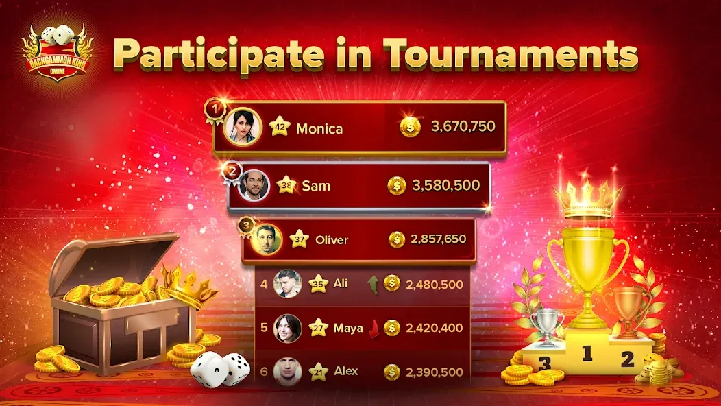 Backgammon King Online  [МОД Много денег] Screenshot 2