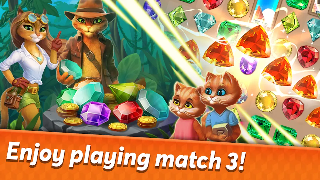 Indy Cat 2: Match 3 game  [МОД Unlimited Money] Screenshot 1