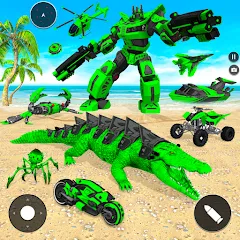 Взломанная Crocodile Animal Robot Games  [МОД Mega Pack] - последняя версия apk на Андроид