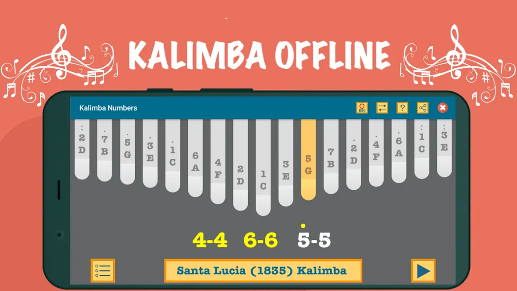 Kalimba App With Songs Numbers (Калимба приложение с песнями и цифрами)  [МОД Mega Pack] Screenshot 4