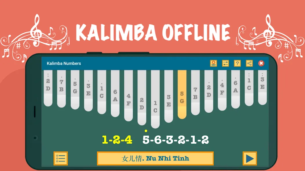 Kalimba App With Songs Numbers (Калимба приложение с песнями и цифрами)  [МОД Mega Pack] Screenshot 5
