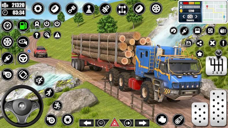 Log Transporter Truck Driving