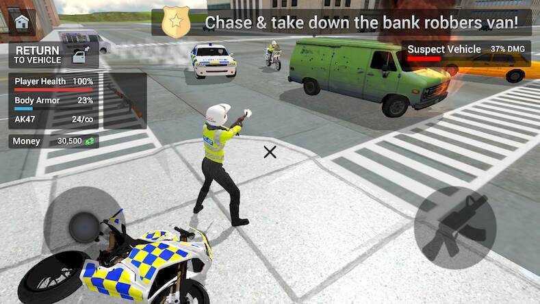 Police Car Driving Motorbike